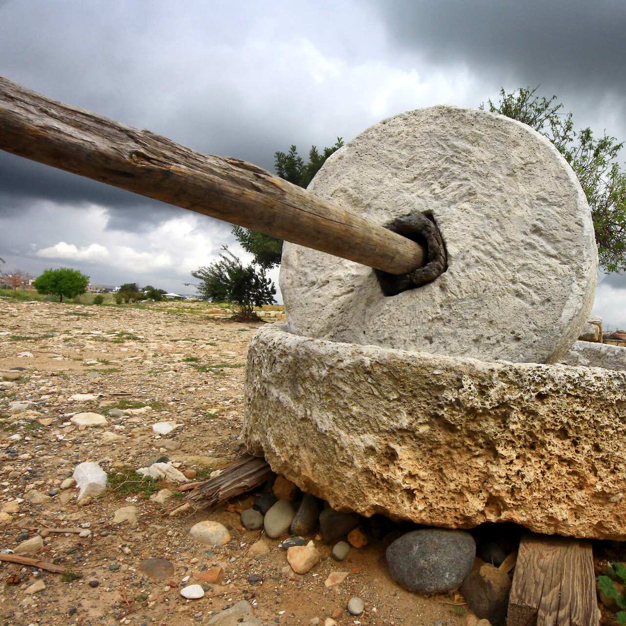 Antyczny kamień szlifierski w Palaepaphos, Pafos, Cypr