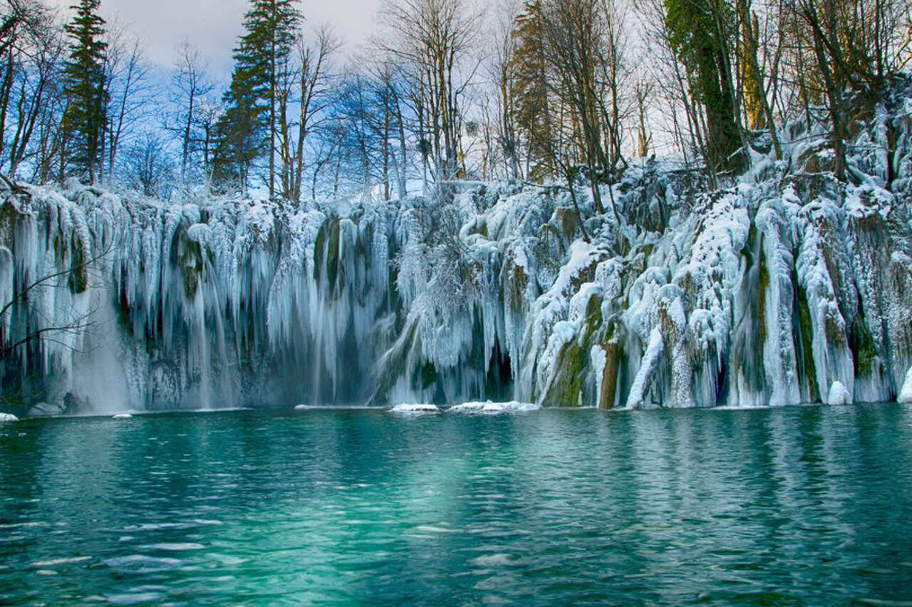 Jeziora Plitwickie zimą, Chorwacja