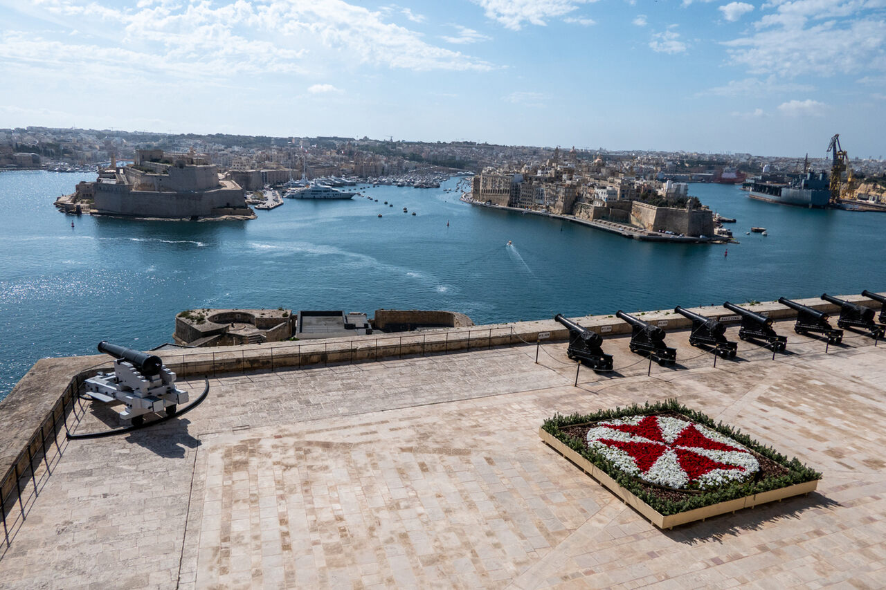 Ogrody Barrakka, widok na Trzy Miasta, La Valletta, Malta